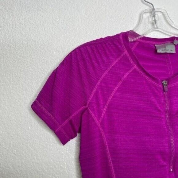 Athleta Womens Size S Purple Basic Short Sleeve Half Zip Activewear Workout Top - Picture 10 of 16